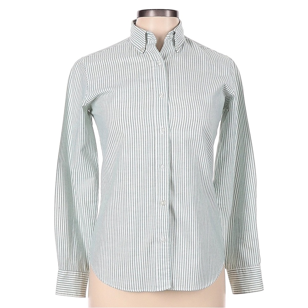 Women’s Reed Hunter Blue-White Striped Button Up Shirt Blouse - Size Small